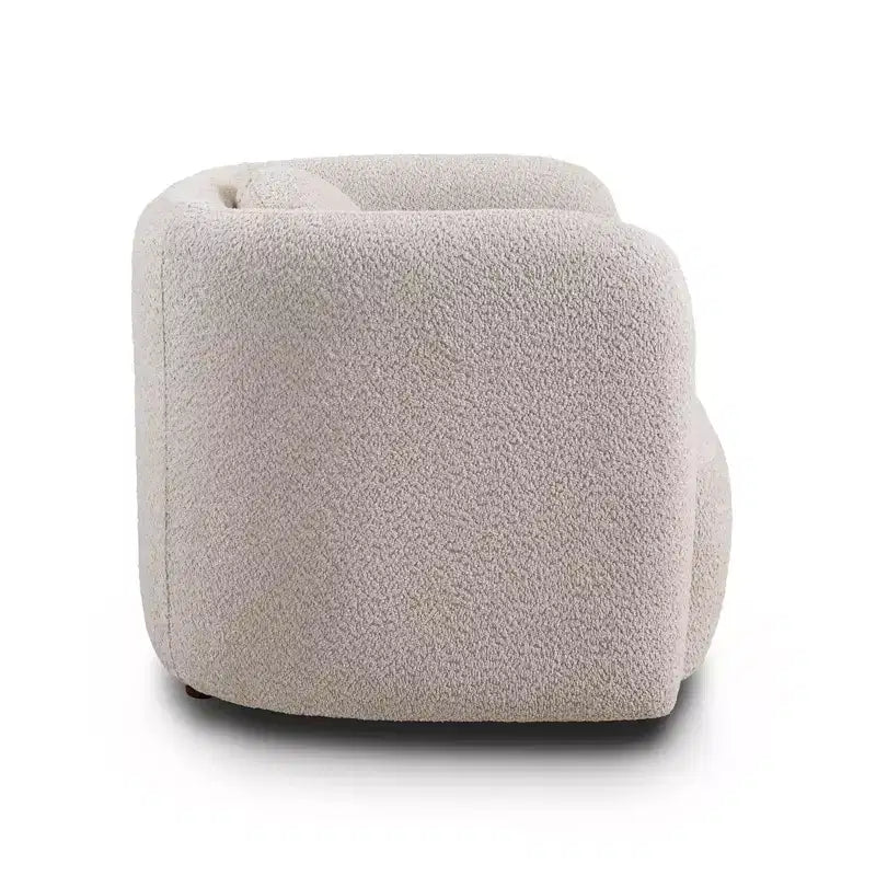 Fauteuil canapé Accent Square, Fauteuil nuage individuel rembourré en tissu bouclé, Fauteuil de style Japandi pour salon, Canapé 1 place