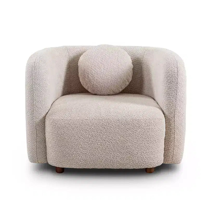 Fauteuil canapé Accent Square, Fauteuil nuage individuel rembourré en tissu bouclé, Fauteuil de style Japandi pour salon, Canapé 1 place