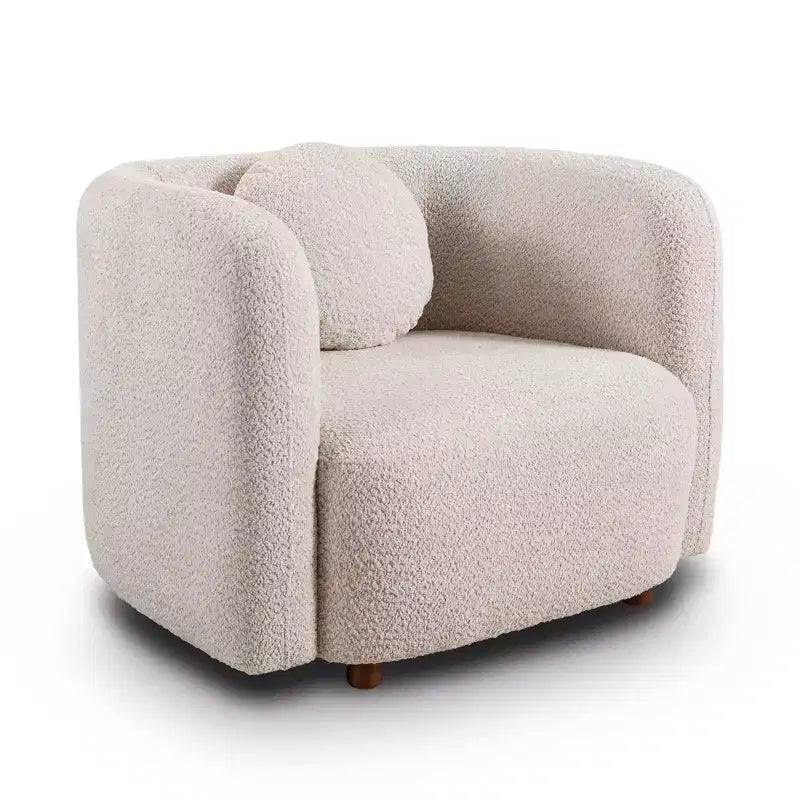 Accent Square Sofa Chair,Boucle Fabric Upholstered Single Cloud Couch Chair,Japandi Style Armchair for Living Room,1 Seater Sofa