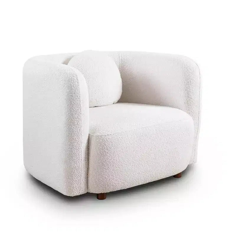 Fauteuil canapé Accent Square, Fauteuil nuage individuel rembourré en tissu bouclé, Fauteuil de style Japandi pour salon, Canapé 1 place