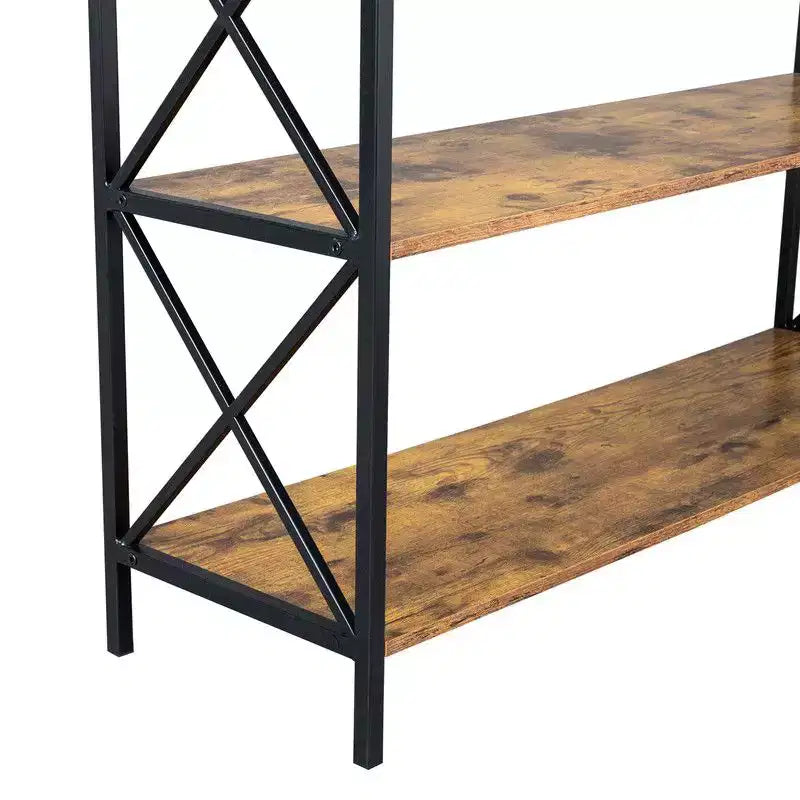 39,37 pouces Cadre latéral Double X Croisé avec un grand tiroir Panneau de particules Cadre en fer Panneau brun vintage Cadre noir Table d'entrée