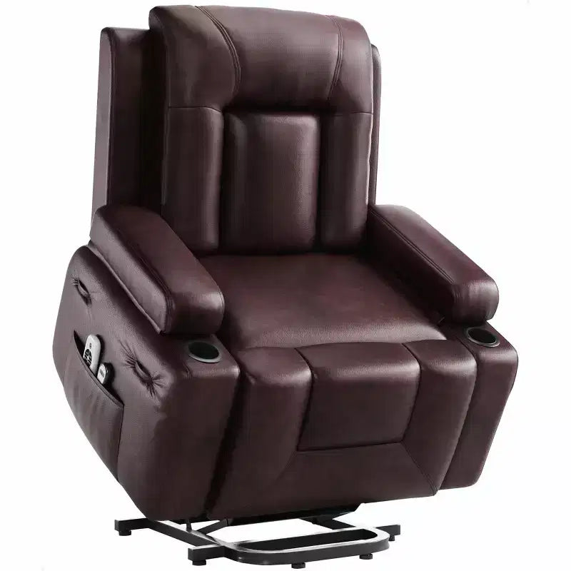 Fauteuil inclinable électrique surdimensionné, fauteuil inclinable électrique en faux cuir PU avec fonctions de chauffage et de massage, canapé simple avec porte-gobelet pour chambre à coucher
