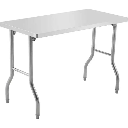 60 Commercial Worktable Workstation, Stainless Steel Folding Table with Metal Adjusting Foot