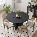 PexFix 52 x 52 Solid Wood Round Dining Table with Black Finish and Elegant Arched Legs for Modern Dining Rooms & Kitchens