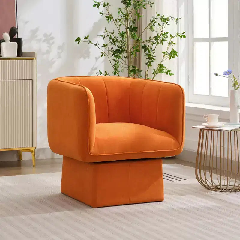 Swivel Barrel Accent Chair, Mid Century 360 Comfy Round Accent Sofa, Modern Accent Armchair Reading Chair for Living Room Waiting Room Bedroom