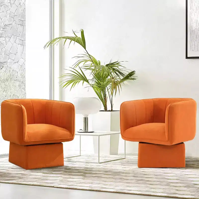 Fauteuil pivotant, fauteuil d'appoint rond confortable de style Mid-Century avec rotation à 360°, fauteuil de lecture moderne avec accoudoirs pour salon, salle d'attente, chambre à coucher