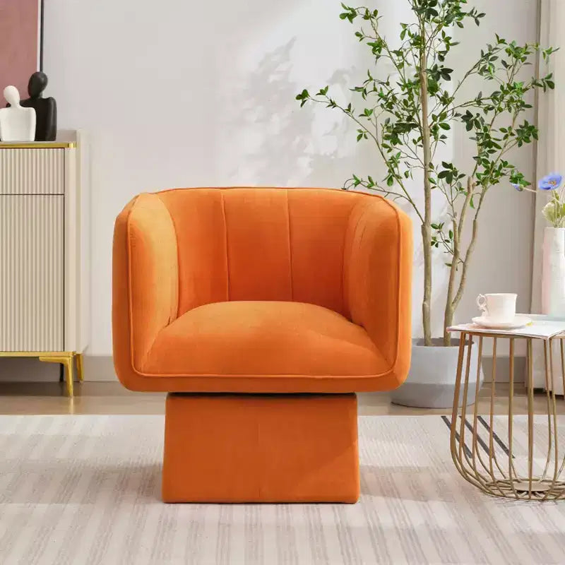 Fauteuil pivotant, fauteuil d'appoint rond confortable de style Mid-Century avec rotation à 360°, fauteuil de lecture moderne avec accoudoirs pour salon, salle d'attente, chambre à coucher