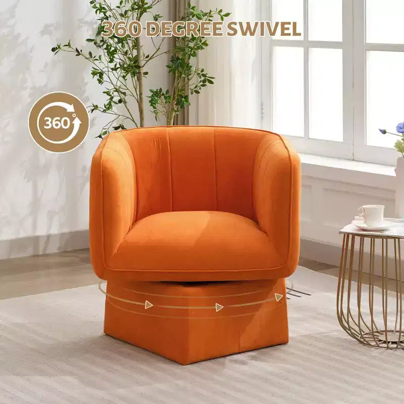 Fauteuil pivotant, fauteuil d'appoint rond confortable de style Mid-Century avec rotation à 360°, fauteuil de lecture moderne avec accoudoirs pour salon, salle d'attente, chambre à coucher