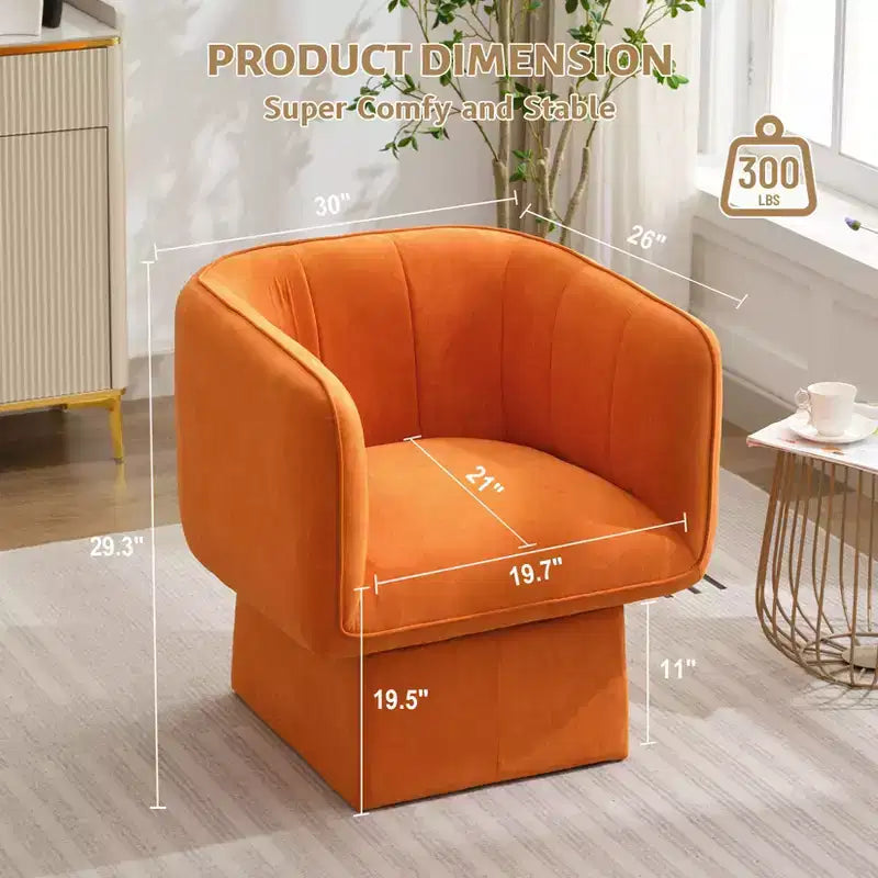 Fauteuil pivotant, fauteuil d'appoint rond confortable de style Mid-Century avec rotation à 360°, fauteuil de lecture moderne avec accoudoirs pour salon, salle d'attente, chambre à coucher