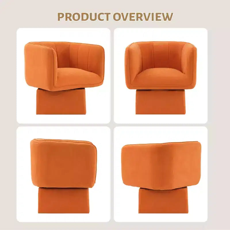 Fauteuil pivotant, fauteuil d'appoint rond confortable de style Mid-Century avec rotation à 360°, fauteuil de lecture moderne avec accoudoirs pour salon, salle d'attente, chambre à coucher