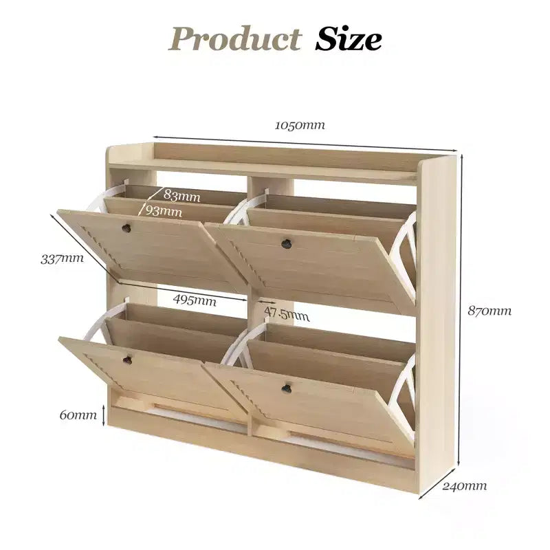 Meuble à chaussures avec 4 tiroirs basculants, grand meuble à chaussures autoportant dissimulé, meuble à chaussures d'entrée pour salon et chambre à coucher