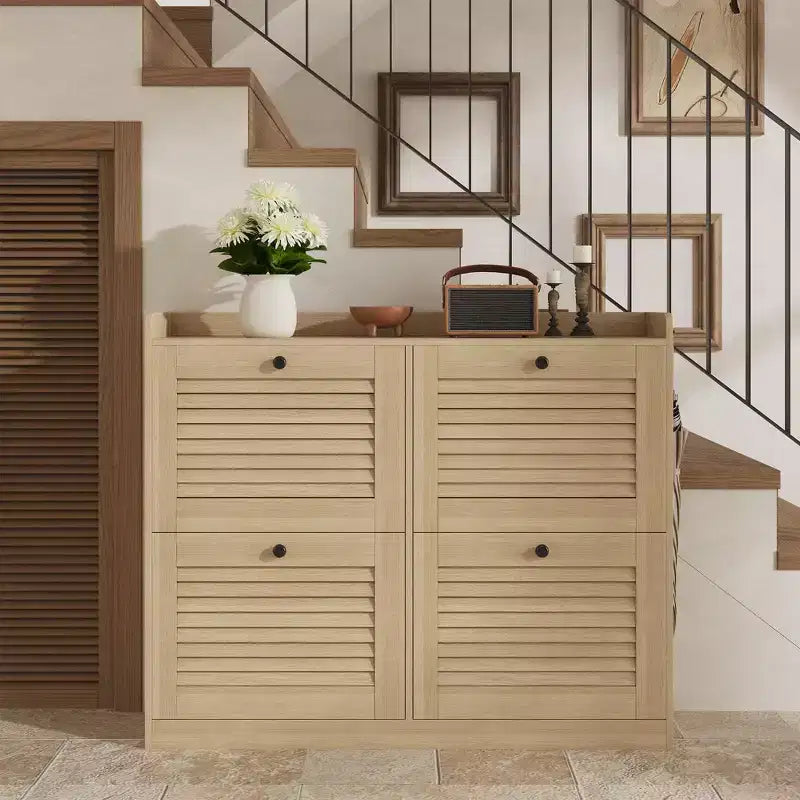 Meuble à chaussures avec 4 tiroirs basculants, grand meuble à chaussures autoportant dissimulé, meuble à chaussures d'entrée pour salon et chambre à coucher