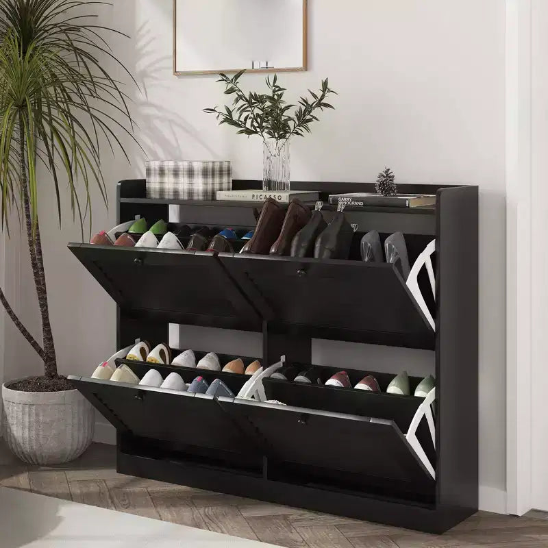Meuble à chaussures avec 4 tiroirs basculants, grand meuble à chaussures autoportant dissimulé, meuble à chaussures d'entrée pour salon et chambre à coucher