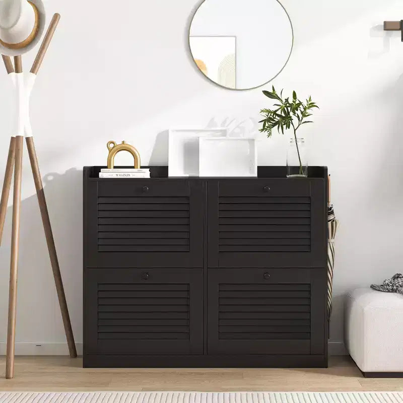 Meuble à chaussures avec 4 tiroirs basculants, grand meuble à chaussures autoportant dissimulé, meuble à chaussures d'entrée pour salon et chambre à coucher