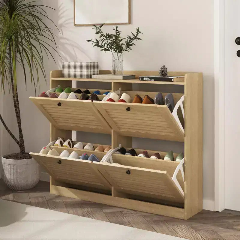 Meuble à chaussures avec 4 tiroirs basculants, grand meuble à chaussures autoportant dissimulé, meuble à chaussures d'entrée pour salon et chambre à coucher