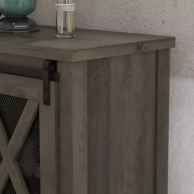 Meuble Bar de Ferme avec Range-verres à Vin - Buffet Commode avec Porte Coulissante pour Cuisine, Salle à Manger et Salon