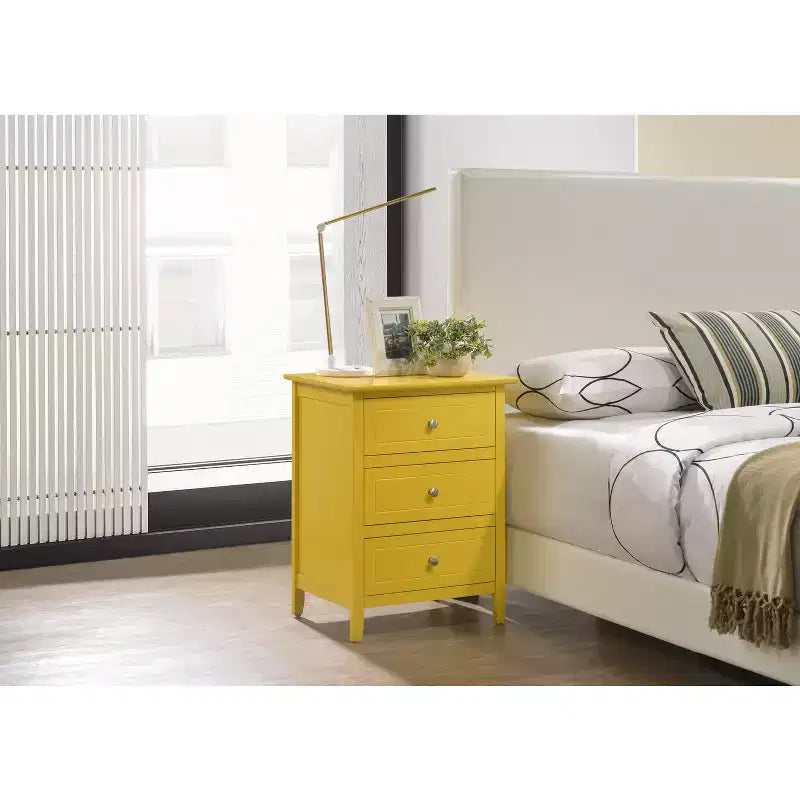 HomeStock Rectangle Wood Nighstand For Living Room and Bedroom