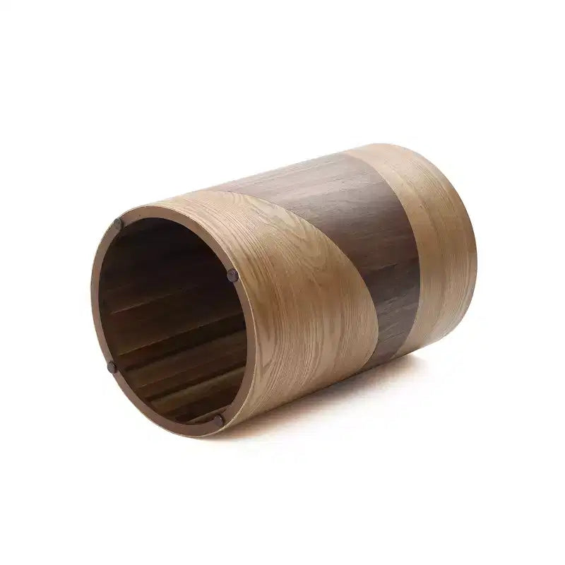 LuxenHome Table d'appoint ronde 20 po avec grain de bois bicolore, table d'appoint moderne pour salon, chambre à coucher, marron