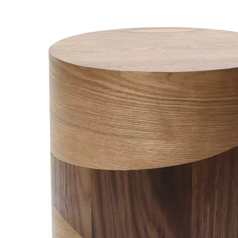 LuxenHome Table d'appoint ronde 20 po avec grain de bois bicolore, table d'appoint moderne pour salon, chambre à coucher, marron