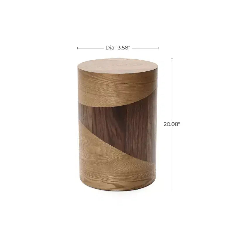 LuxenHome Table d'appoint ronde 20 po avec grain de bois bicolore, table d'appoint moderne pour salon, chambre à coucher, marron