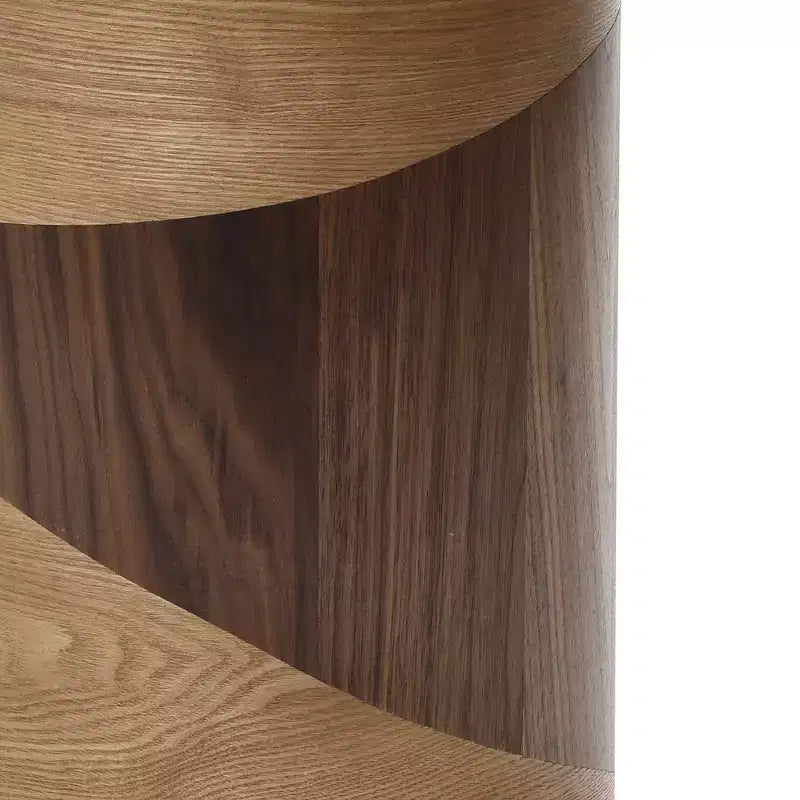 LuxenHome Table d'appoint ronde 20 po avec grain de bois bicolore, table d'appoint moderne pour salon, chambre à coucher, marron
