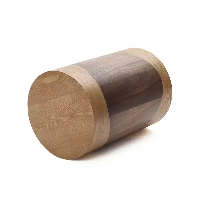 LuxenHome Table d'appoint ronde 20 po avec grain de bois bicolore, table d'appoint moderne pour salon, chambre à coucher, marron