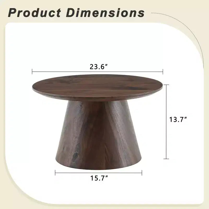 23 Table Basse Ronde sur Pied Central en Bois