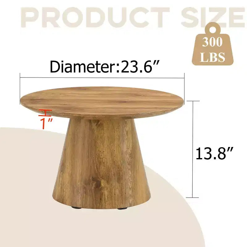 23 Table Basse Ronde sur Pied Central en Bois