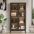 Glass Display Cabinet, 4-Tier Curio Cabinets, Display Case with Human Body Sensor, Corner Storage Cabinet for Collectibles/Toys/Books