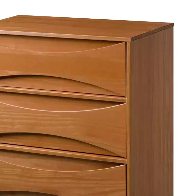Commode à 5 tiroirs avec côtés galbés de style moderne du milieu du siècle Walker Edison