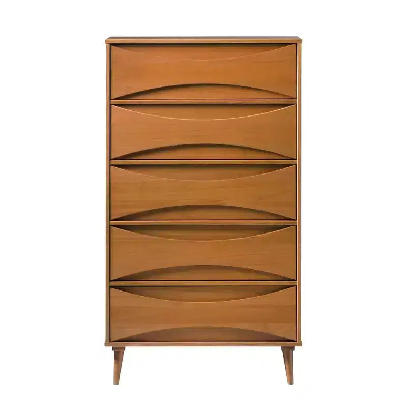 Commode à 5 tiroirs avec côtés galbés de style moderne du milieu du siècle Walker Edison