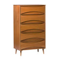 Walker Edison Mid Century Modern Contoured 5 Drawer Chest of Drawers