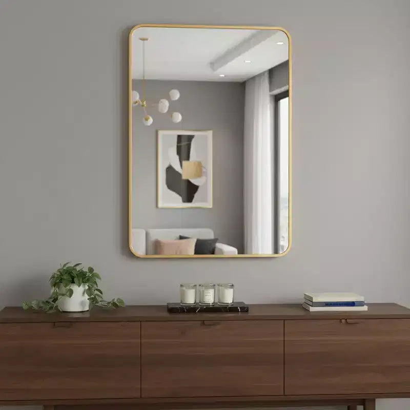 Miroir d'appoint de 36 po avec cadre en aluminium doré