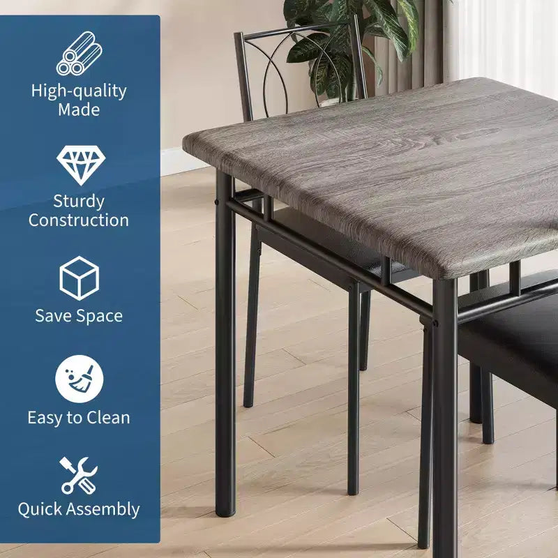 Ensemble de salle à manger de ferme pour 2 - Table à manger avec chaises rembourrées, ensemble de table de cuisine en bois, appartement peu encombrant