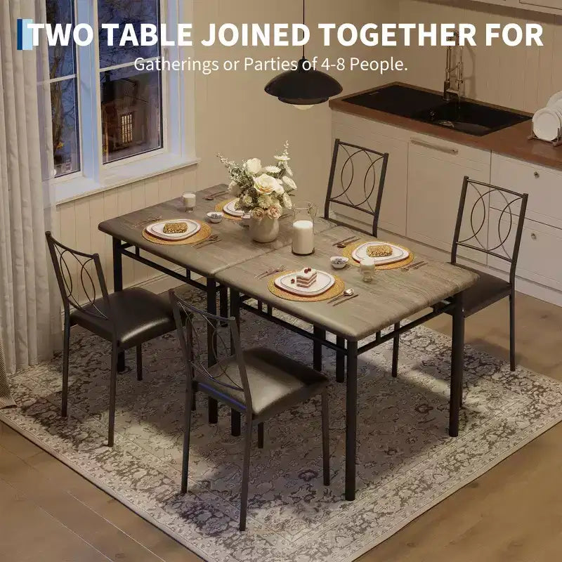 Ensemble de salle à manger de ferme pour 2 - Table à manger avec chaises rembourrées, ensemble de table de cuisine en bois, appartement peu encombrant