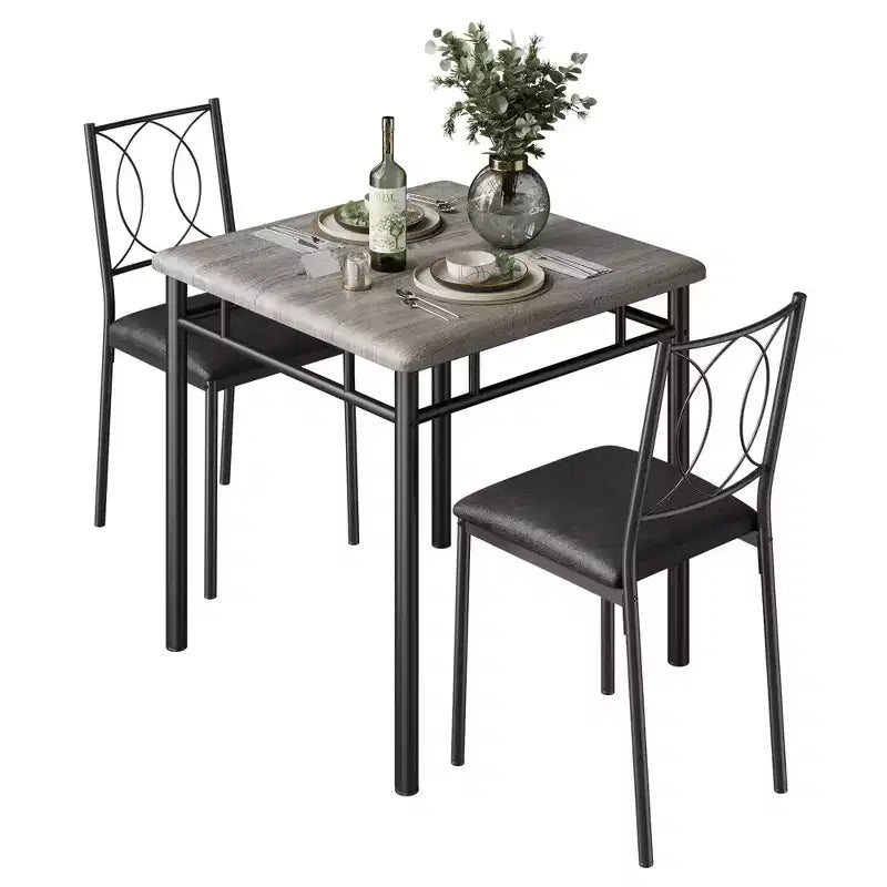 Ensemble de salle à manger de ferme pour 2 - Table à manger avec chaises rembourrées, ensemble de table de cuisine en bois, appartement peu encombrant