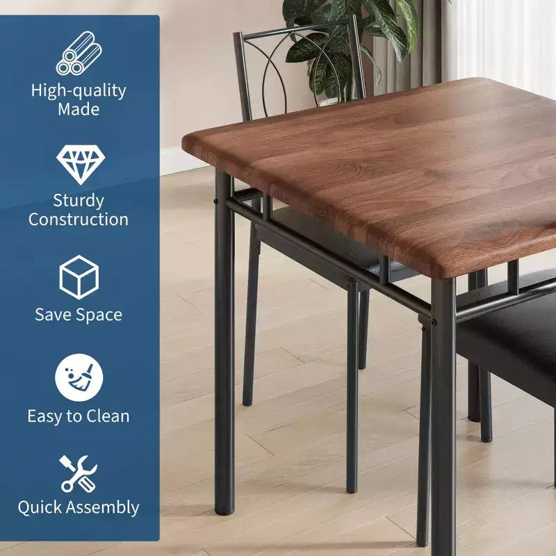 Ensemble de salle à manger de ferme pour 2 - Table à manger avec chaises rembourrées, ensemble de table de cuisine en bois, appartement peu encombrant
