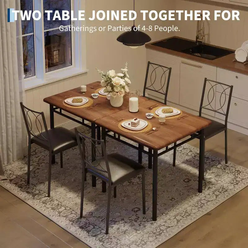 Ensemble de salle à manger de ferme pour 2 - Table à manger avec chaises rembourrées, ensemble de table de cuisine en bois, appartement peu encombrant
