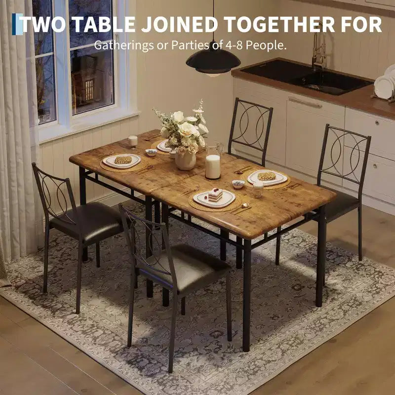 Ensemble de salle à manger de ferme pour 2 - Table à manger avec chaises rembourrées, ensemble de table de cuisine en bois, appartement peu encombrant