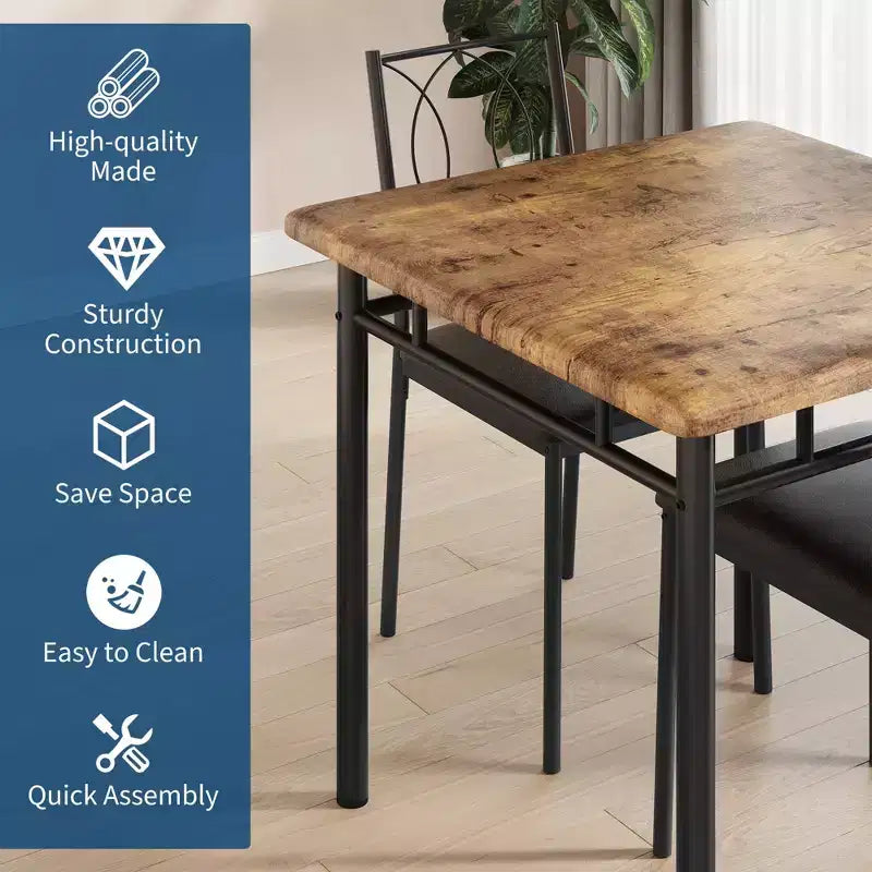 Ensemble de salle à manger de ferme pour 2 - Table à manger avec chaises rembourrées, ensemble de table de cuisine en bois, appartement peu encombrant
