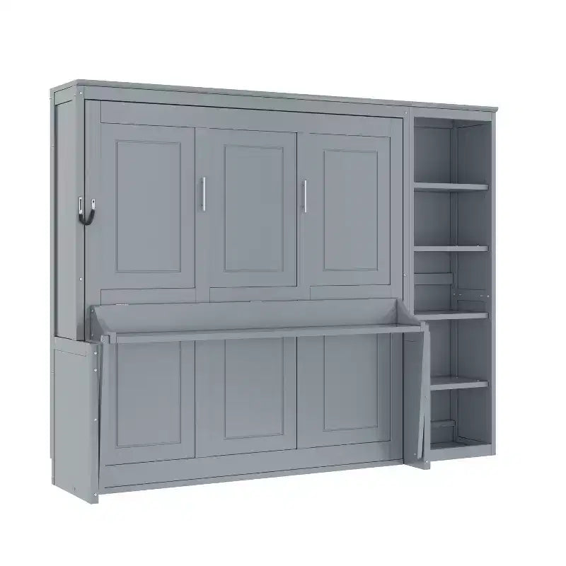 Lit escamotable Queen Size avec bureau et étagère, montage facile
