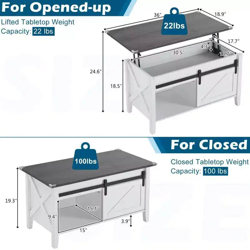 Table basse relevable avec rangement