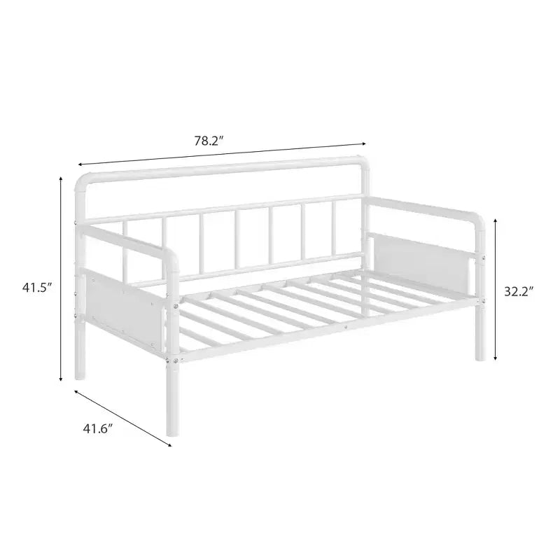 Cadre de lit de repos en métal taille double, cadre de lit double robuste, lit de repos blanc pour salon, chambre, chambre d'amis
