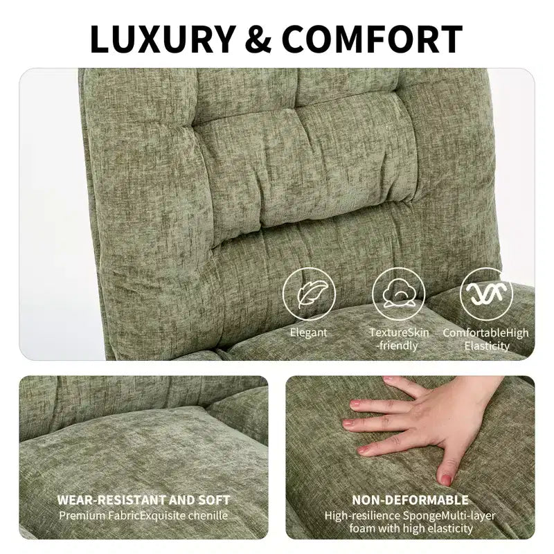 Chaise en chenille à pieds croisés avec roulettes, chaise de vanité pivotante à 360° et réglable en hauteur avec double coussin, large siège ergonomique pour chambre à coucher, salon