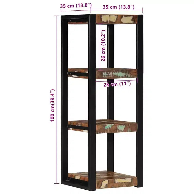 Étagère murale XL en bois recyclé multicolore carré