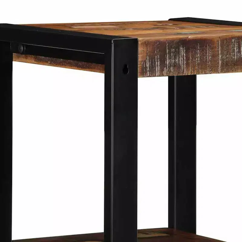 Étagère murale XL en bois recyclé multicolore carré