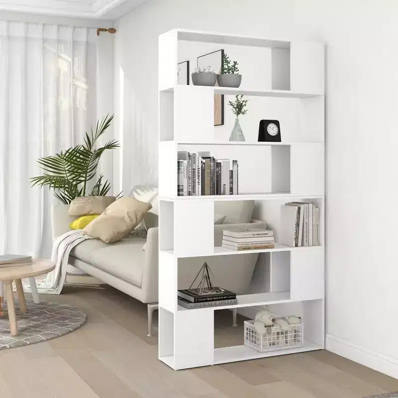 Bibliothèque XL, cloison de séparation, blanc, bois d'ingénierie, 100x24x188 cm