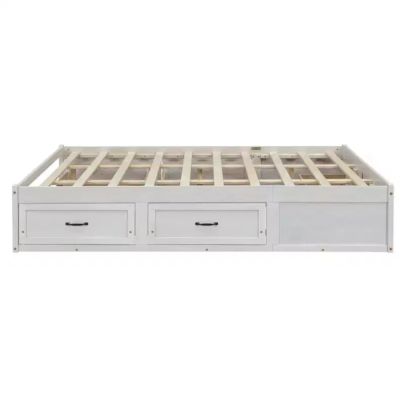Lit plateforme queen size en bois avec 6 tiroirs de rangement, montage facile