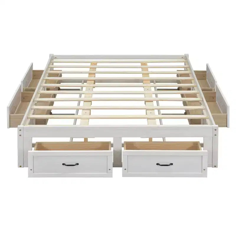 Lit plateforme queen size en bois avec 6 tiroirs de rangement, montage facile