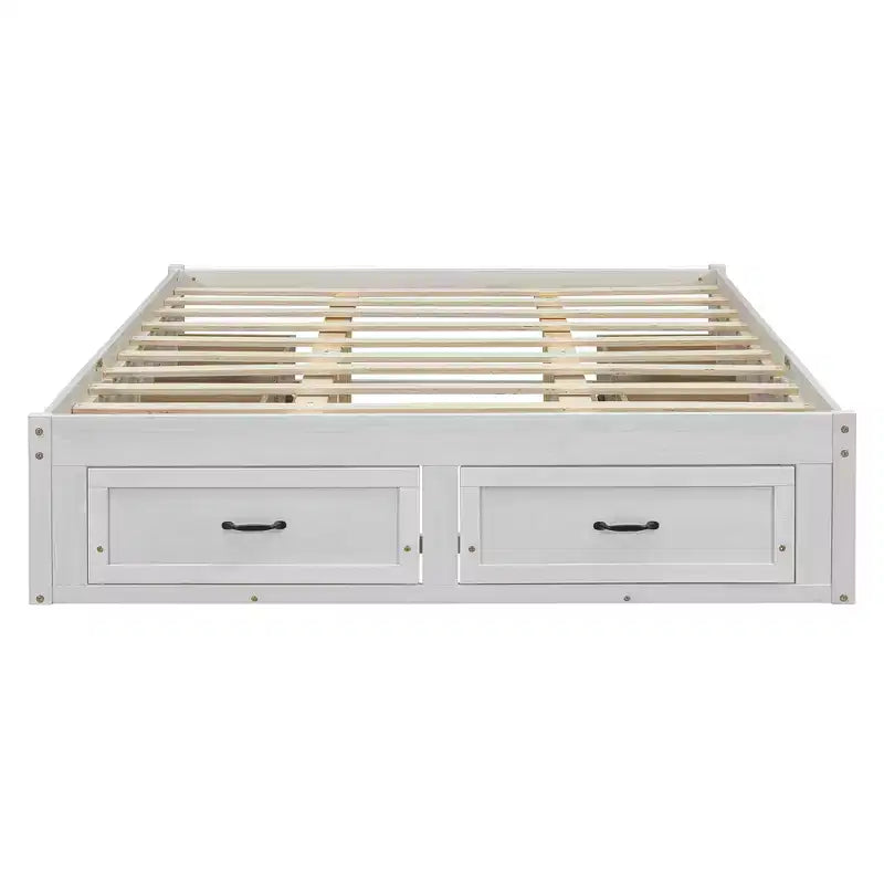 Lit plateforme queen size en bois avec 6 tiroirs de rangement, montage facile